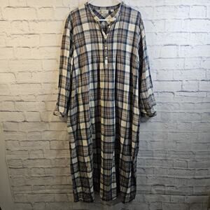 L.L. Bean Sz 2X Scotch Plaid Flannel Nightgown Bean Of Freeport Natural 503281